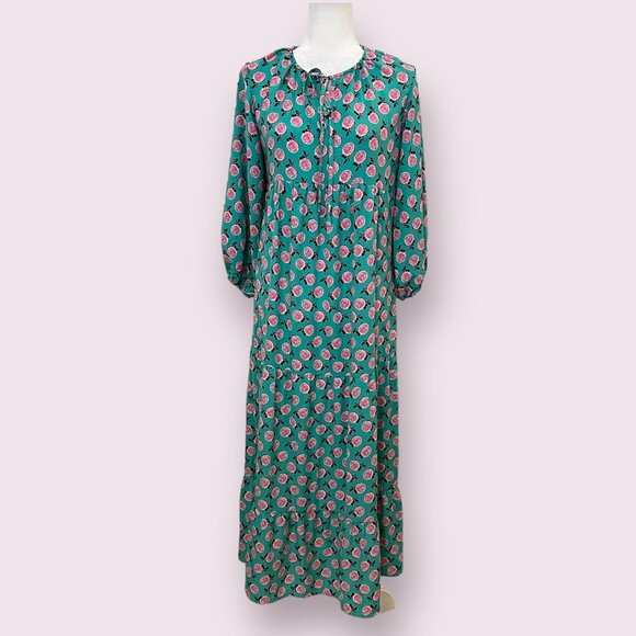DOKOTOO Women's Maxi Dress Green Floral Long Sleeve Size Small Pullover Boho - Picture 1 of 10